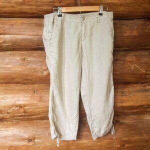 Old Navy Light Tan 100% Linen Cropped Pants Size 10